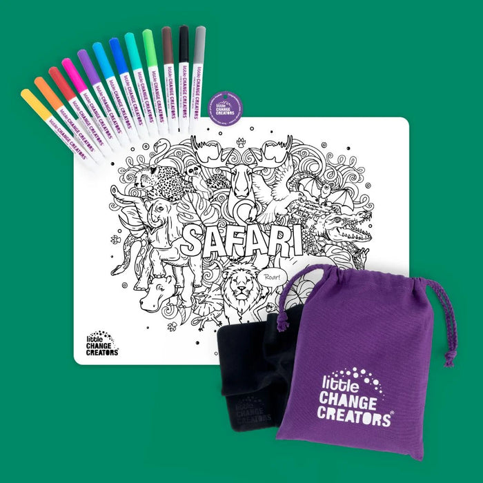 Little Change Creators | Reusable Colouring Mat | Safari - Large