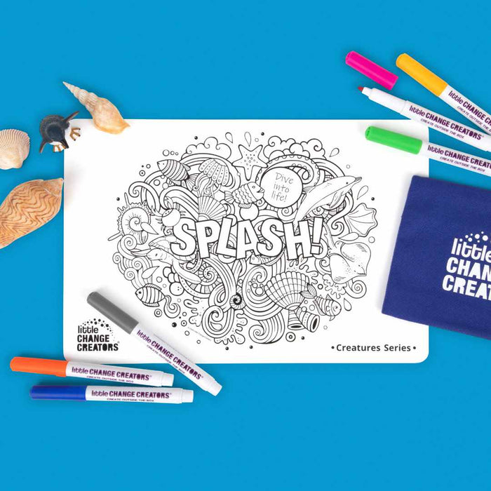 Little Change Creators | Reusable Colouring Mat | Splash - Small
