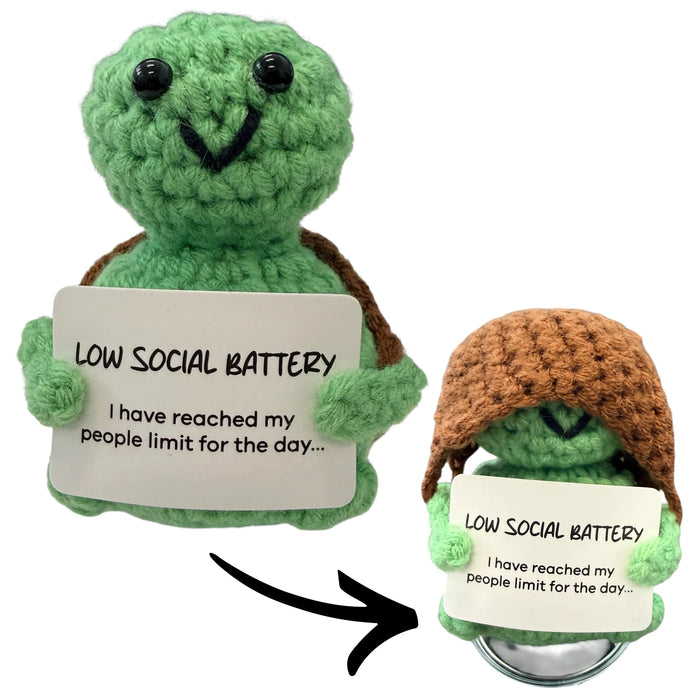 Low Social Battery Turtle | Mini Hand Crochet Plush Support
