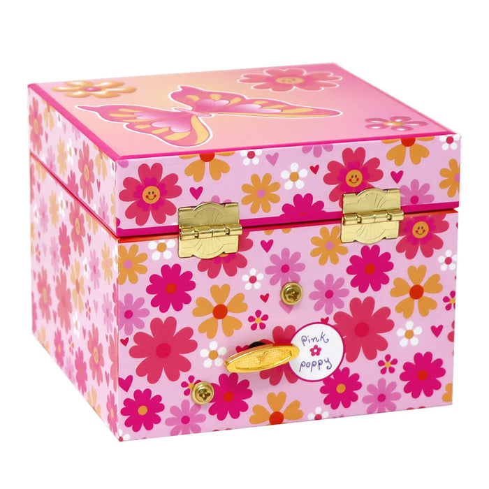 Pink Poppy | Small Musical Jewellery Box | Vibrant Vacation Butterfly