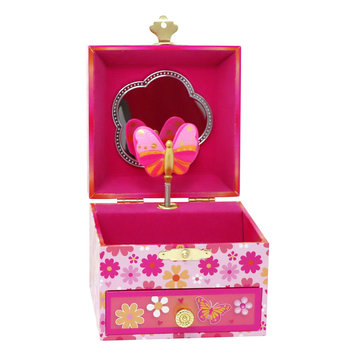 Pink Poppy | Small Musical Jewellery Box | Vibrant Vacation Butterfly