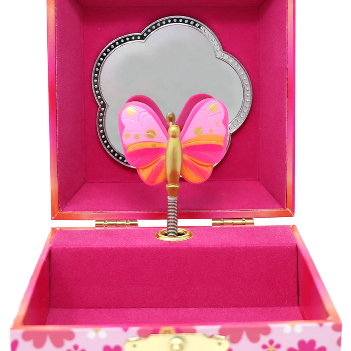Pink Poppy | Small Musical Jewellery Box | Vibrant Vacation Butterfly