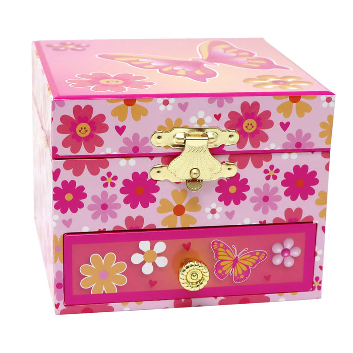 Pink Poppy | Small Musical Jewellery Box | Vibrant Vacation Butterfly