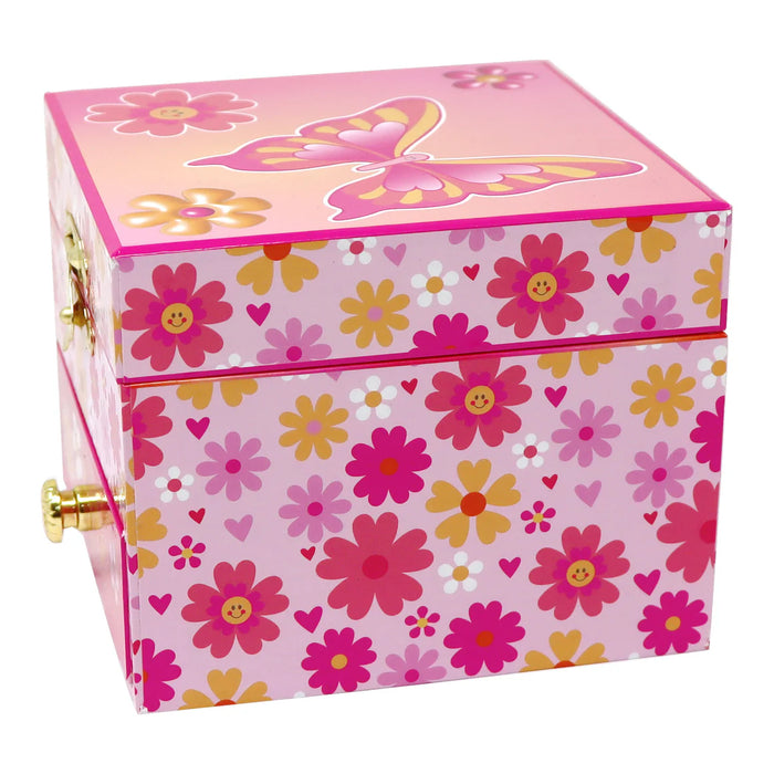 Pink Poppy | Small Musical Jewellery Box | Vibrant Vacation Butterfly