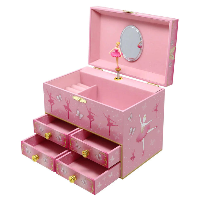 Pink Poppy | Musical Jewellery Box | Butterfly Ballerina - Medium