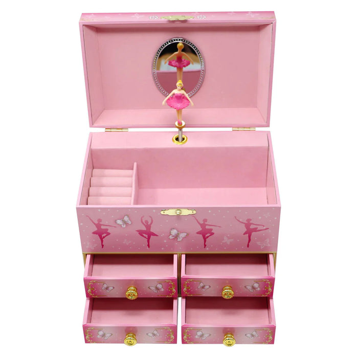 Pink Poppy | Musical Jewellery Box | Butterfly Ballerina - Medium