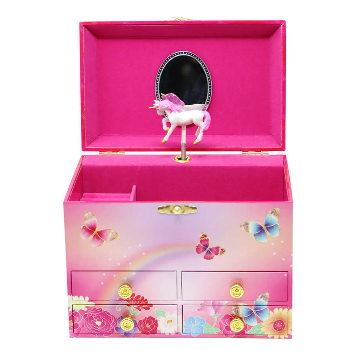 Pink Poppy | Musical Jewellery Box | Unicorn Butterfly - Medium