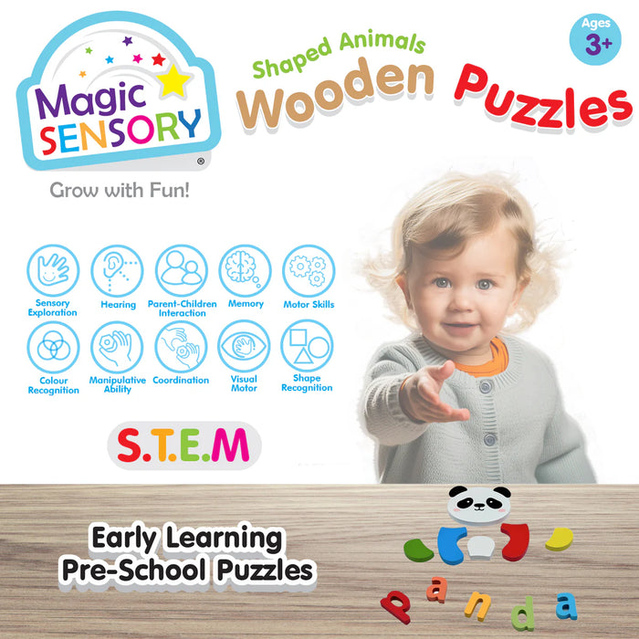 Magic Sensory | Shaped Animals Wooden Puzzles Triple Pack