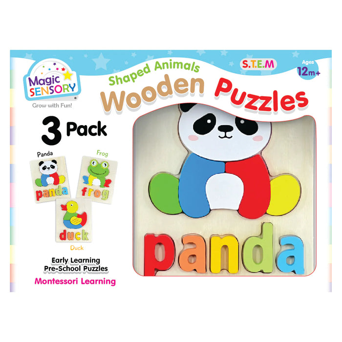 Magic Sensory | Shaped Animals Wooden Puzzles Triple Pack
