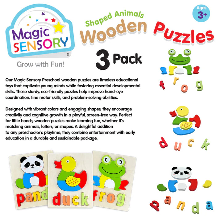 Magic Sensory | Shaped Animals Wooden Puzzles Triple Pack