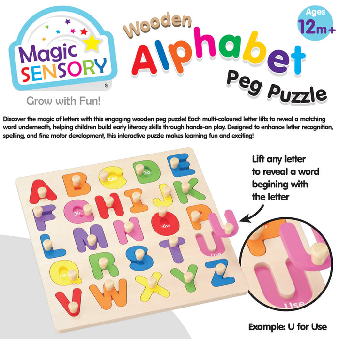 Magic Sensory | Wooden Alphabet Peg Puzzle