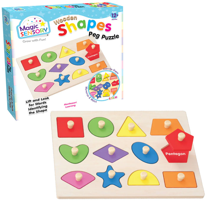 Magic Sensory | Wooden Shapes Peg Puzzle