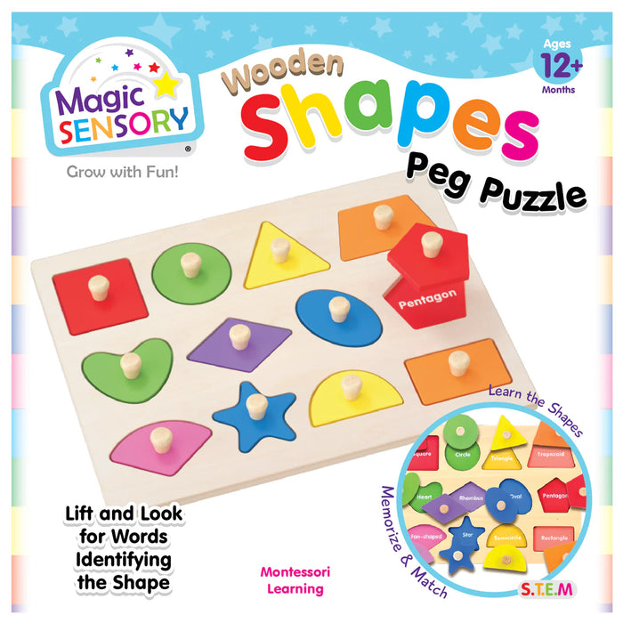 Magic Sensory | Wooden Shapes Peg Puzzle
