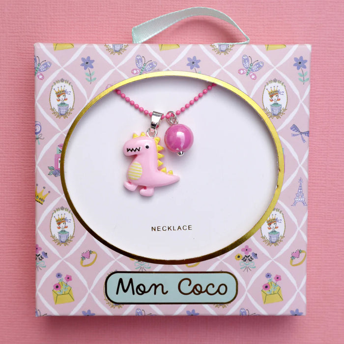 Mon Coco | Pink Dinosaur Necklace