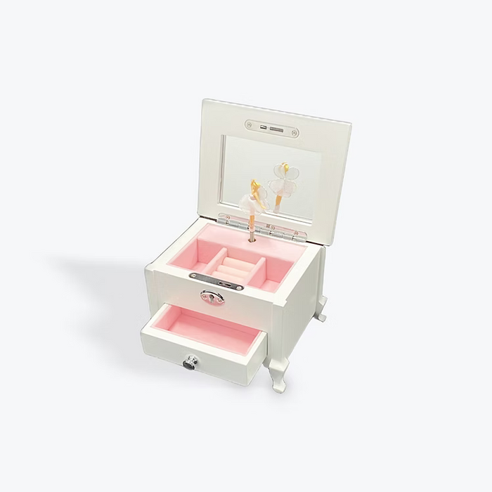 Musical Jewellery Box | Wooden Luxury - White (w/drawer)