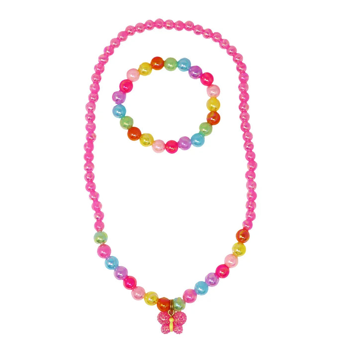 Pink Poppy | Sparkle Butterfly Necklace & Bracelet Set