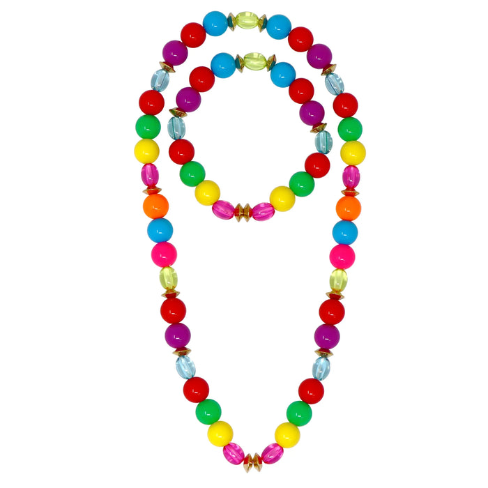 Pink Poppy | Rainbow Beaded Necklace & Bracelet Set