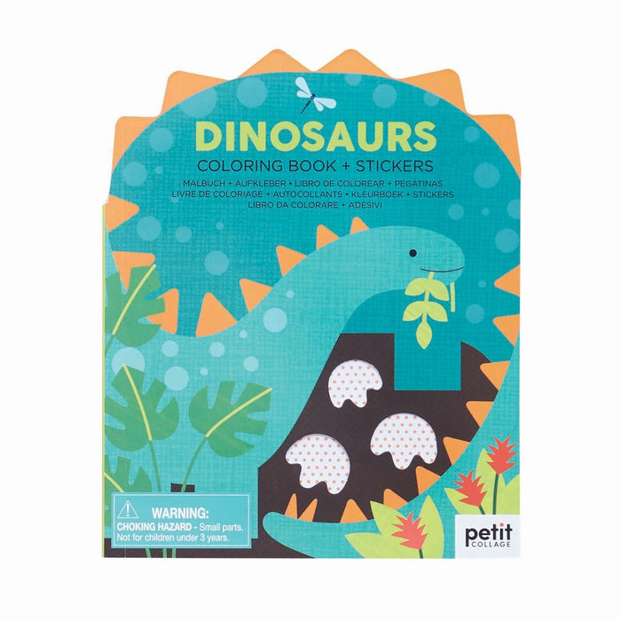 Petit Collage Colouring Book with Stickers - Dinosaurs