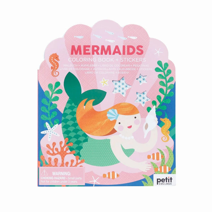 Petit Collage Colouring Book with Stickers - Mermaid