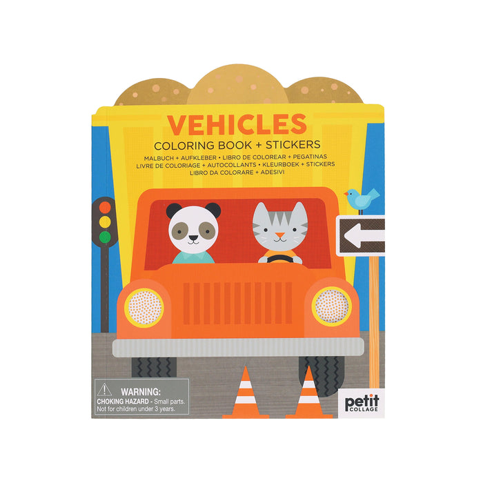 Petit Collage Colouring Book with Stickers - Vehicles