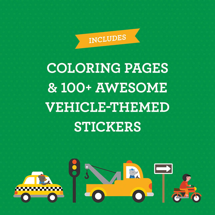 Petit Collage Colouring Book with Stickers - Vehicles
