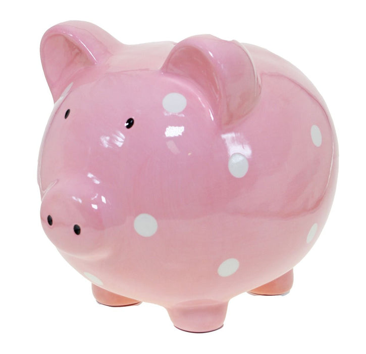 Piggy Bank Large | Pink Polka Dot