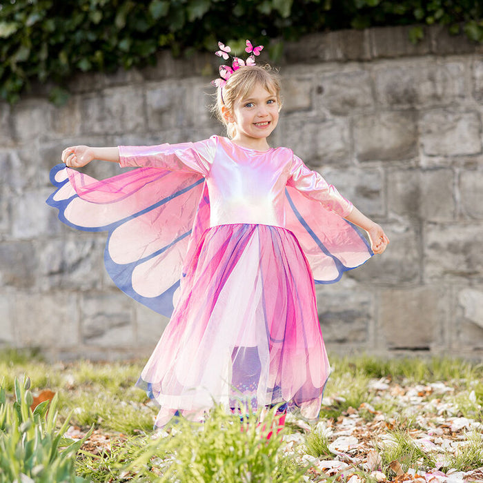 Pink Butterfly Twirl Dress with Wings