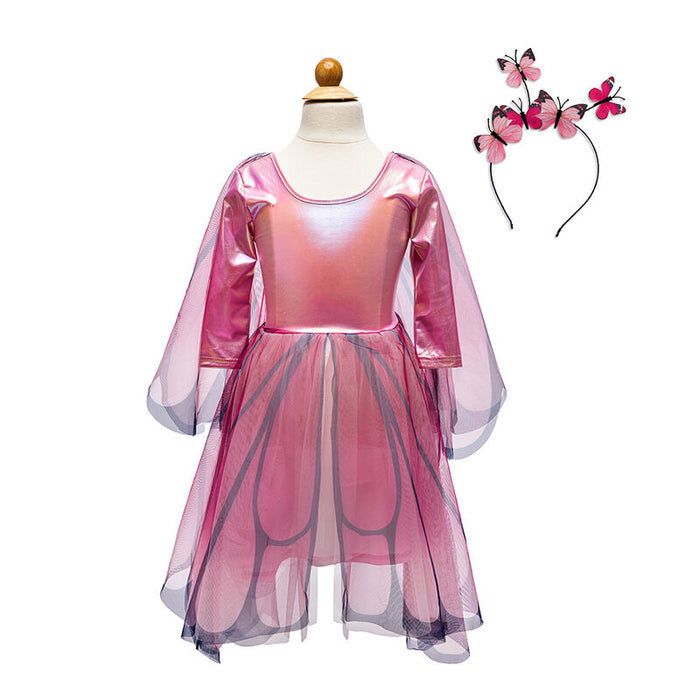 Pink Butterfly Twirl Dress with Wings