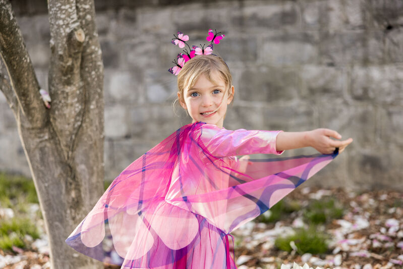 Pink Butterfly Twirl Dress with Wings