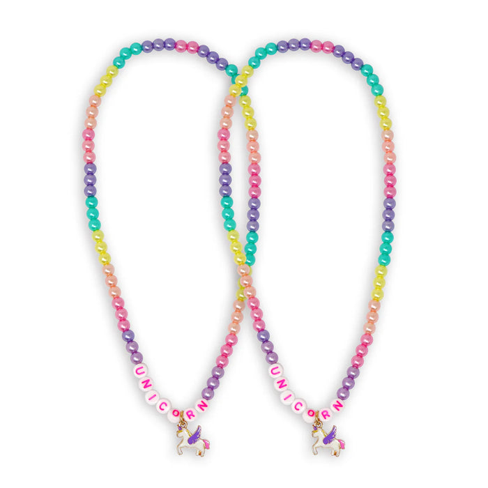 Pink Poppy |  BFF Unicorn Rainbow Pearl Necklace Set