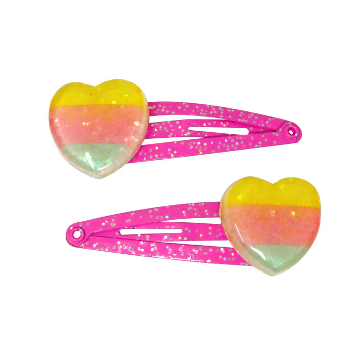 Pink Poppy | Hair Clip - Rainbow Heart