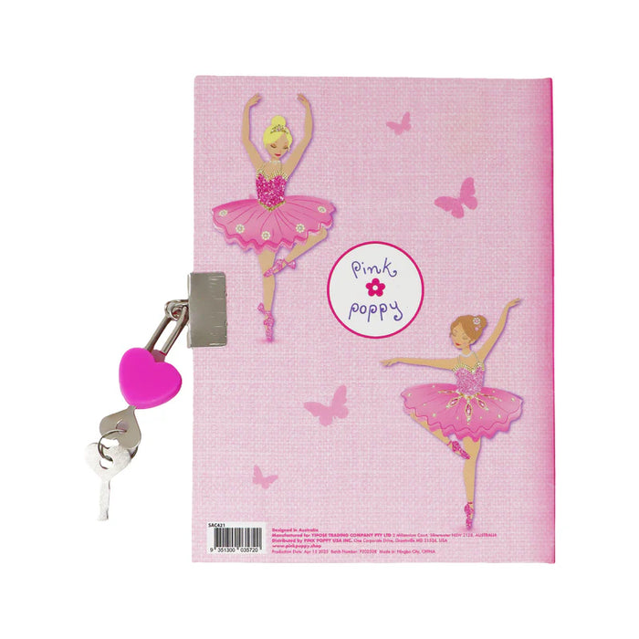 Pink Poppy | Lockable Diary | Bejewelled Ballerina Scented