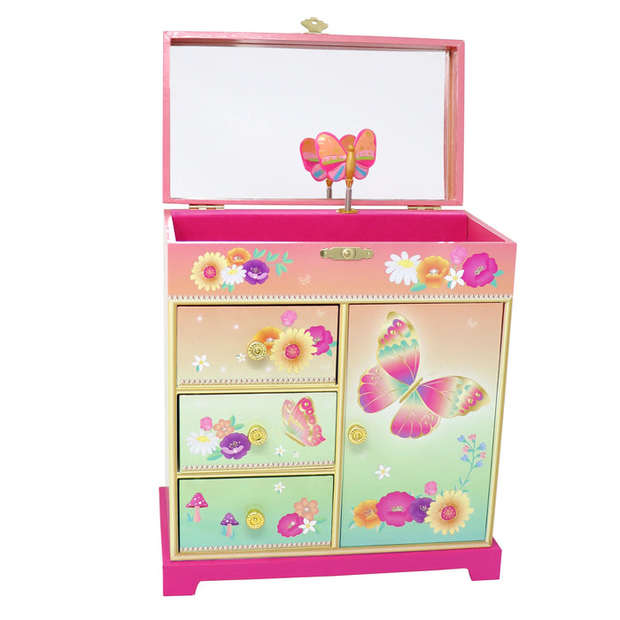 Pink Poppy | Musical Jewellery Box | Butterfly Large