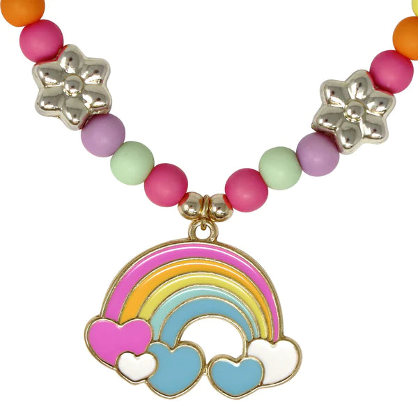 Pink Poppy | Necklace & Bracelet Set - Rainbow Daisy