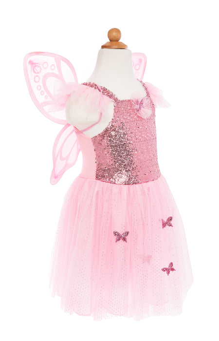 Pink Sequins Butterfly Dress & Wings Size 5-6