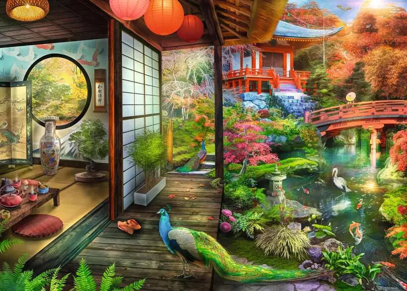 Ravensburger Puzzle | 1000pc | Japanese Garden Teahouse