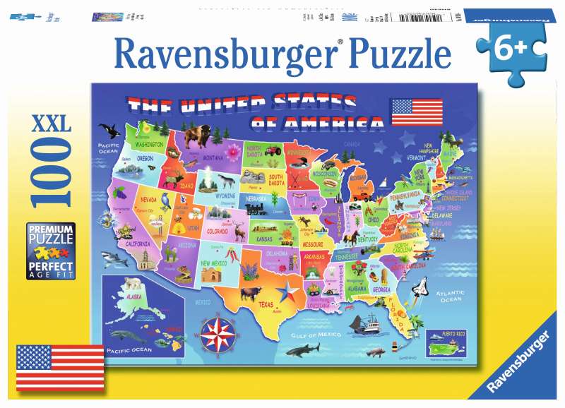 Ravensburger Puzzle 100pc State Map USA