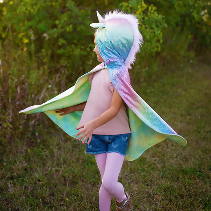 Rainbow Reversible Unicorn Dragon Cape
