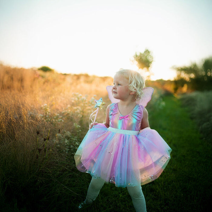 Rainbow Sequins Skirt with Wings & Wand