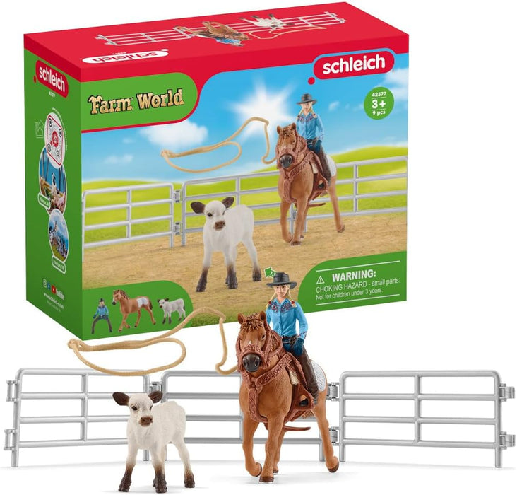 Schleich | Farm World | Cowgirl Team Roping Fun