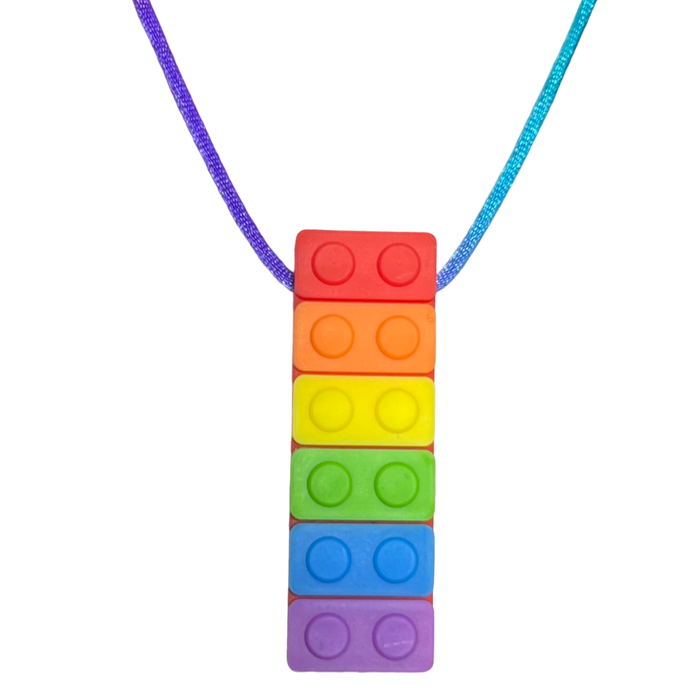 Sensory Chew Necklace | Rainbow Building Block