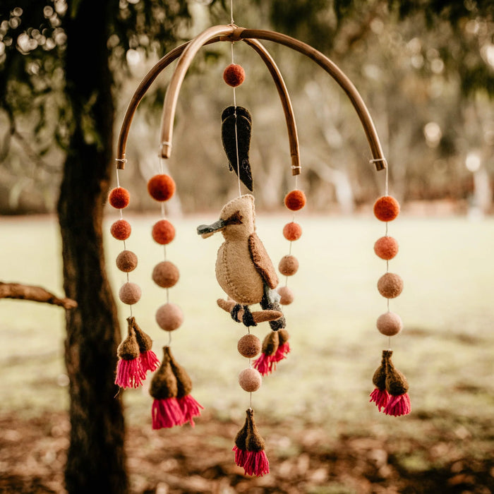 Tara Treasures | Felt Baby Cot Mobile - Kookaburra with Gum Blossoms