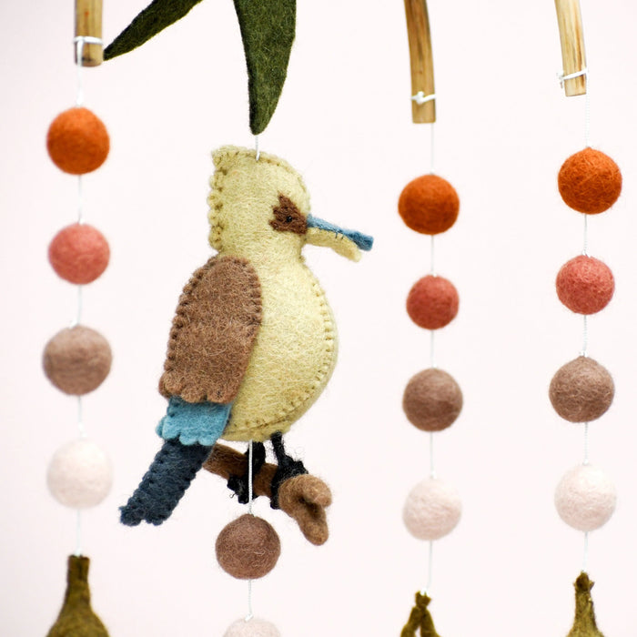 Tara Treasures | Felt Baby Cot Mobile - Kookaburra with Gum Blossoms