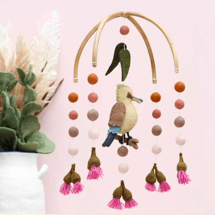 Tara Treasures | Felt Baby Cot Mobile - Kookaburra with Gum Blossoms