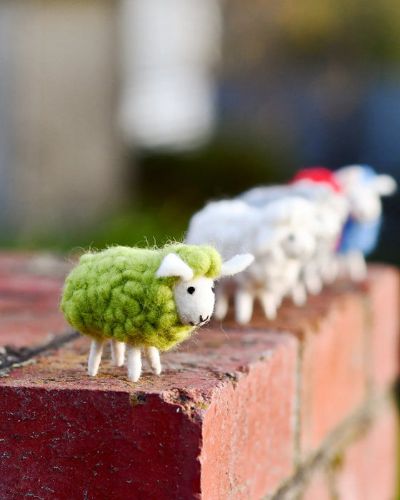 Tara Treasures | Felt - Green Sheep Set of 5