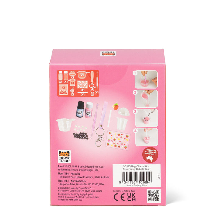 Tiger Tribe | Bag Charm Kit - Strawberry Bubble Tea