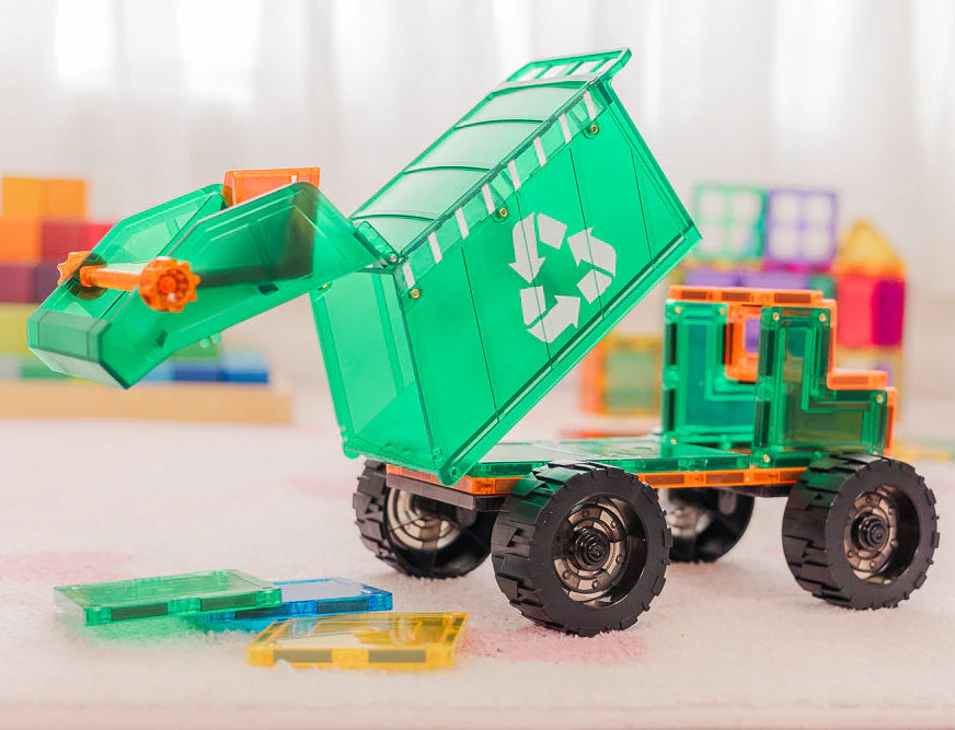 TileTek | Magnetic Tiles | 14 Piece Mega Recycling Truck