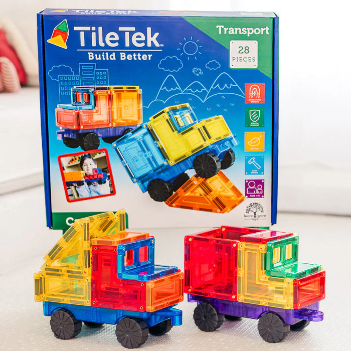 TileTek | Magnetic Tiles | 28 Piece Car Set