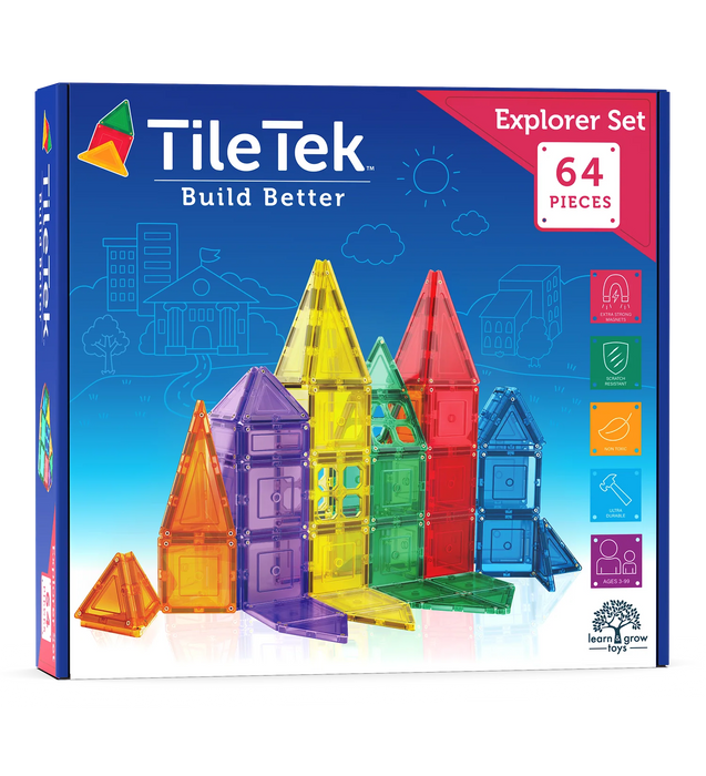 TileTek | Magnetic Tiles | 64 piece Explorer Set