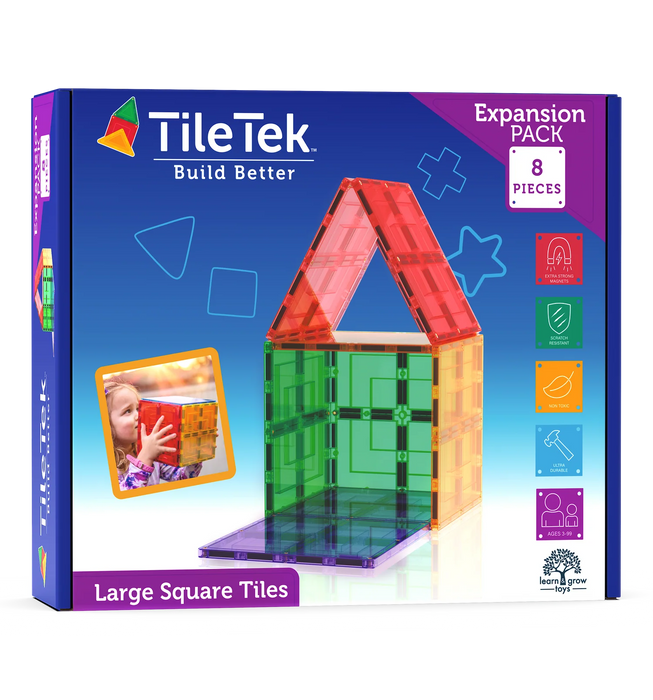 TileTek | Magnetic Tiles | 8 Piece Large Square Tiles Set